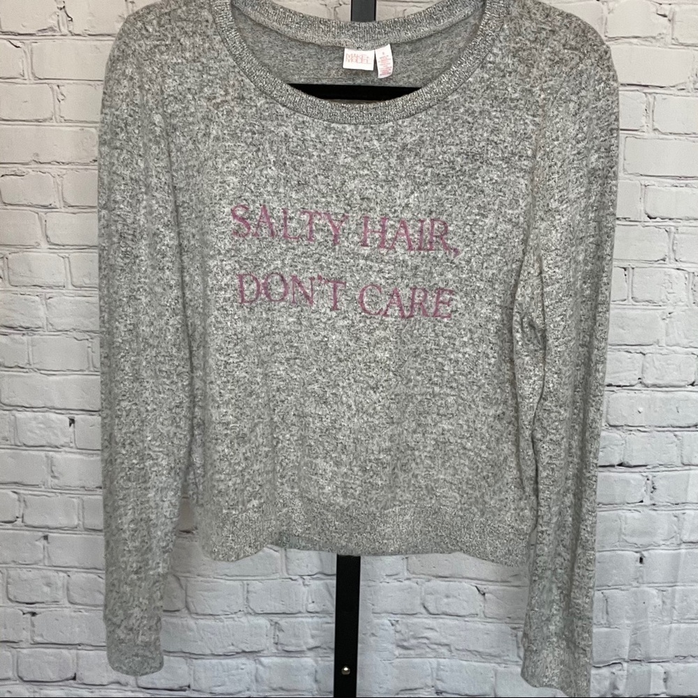 Make + Model Gray Salty Hair Don't Care Sweater